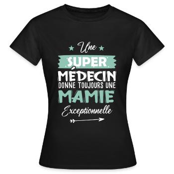 Médecin retraite future mamie cadeau drôle - T-shirt Femme - noir - Devant - AI Model Female 172 dark (172cm)