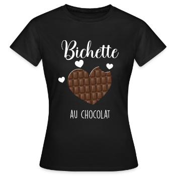 Ma Bichette Au Chocolat Craquante Cadeau Amour - T-shirt Femme - noir - Devant - AI Model Female 172 dark (172cm)