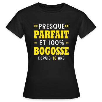 18 ans Parfait bogosse 18e anniversaire majorité - T-shirt Femme - noir - Devant - AI Model Female 172 dark (172cm)