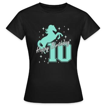 10. Geburtstag Reiten Pferd Reitstall - Frauen T-Shirt - Schwarz - Vorne - AI Model Female 172 dark (172cm)