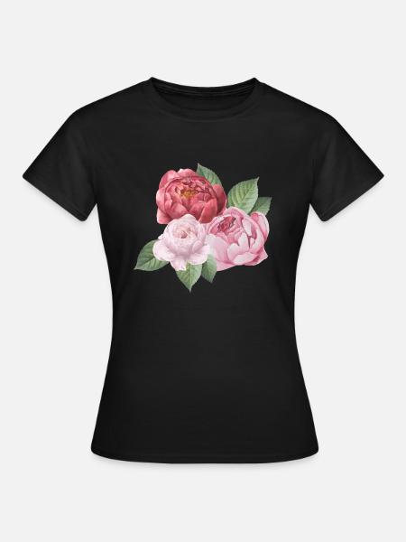 Spring_Pfingstrosen - Frauen T-Shirt - Schwarz
