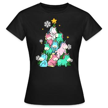 Einhorn-Tanne - Frauen T-Shirt - Schwarz - Vorne - AI Model Female 172 dark (172cm)