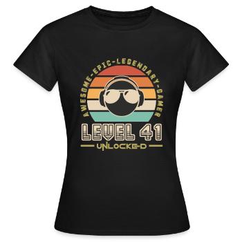 Level 41 - Women's T-Shirt - black - Front - AI Model Female 172 dark (172cm)