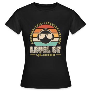 Level 67 - Women's T-Shirt - black - Front - AI Model Female 172 dark (172cm)