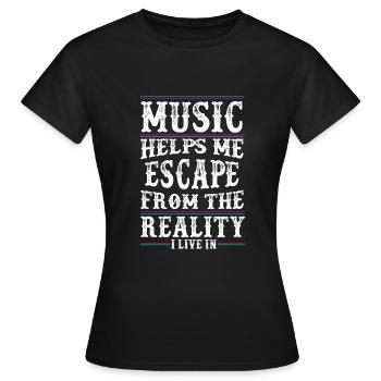 Music helps me - Music Love - Music Quote - Women's T-Shirt - black - Front - AI Model Female 172 dark (172cm)