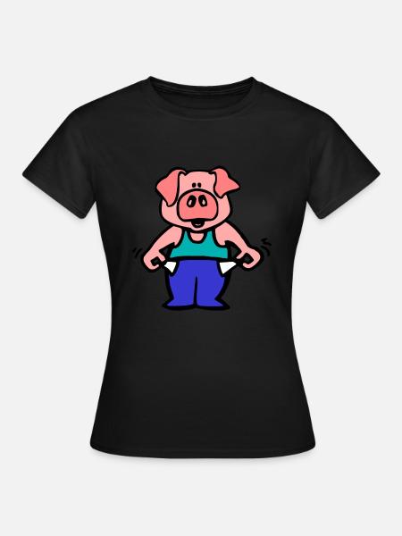armes Schwein - Frauen T-Shirt - Schwarz