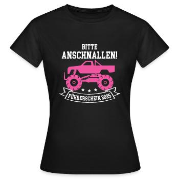 Führerschein Bestanden 2025 Fahrprüfung Fahrschule - Frauen T-Shirt - Schwarz - Vorne - AI Model Female 172 dark (172cm)