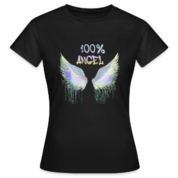100% ange, ailes d’ange, ailes d’ange, ailes, graffiti - T-shirt Femme - noir - Devant - AI Model Female 172 dark (172cm)
