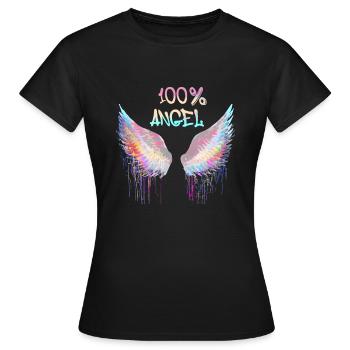 100% ange, ailes d’ange, ailes d’ange, ailes, graffiti - T-shirt Femme - noir - Devant - AI Model Female 172 dark (172cm)
