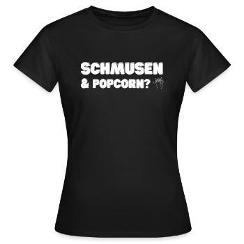 Des câlins et du pop-corn ? - T-shirt Femme - noir - Devant - AI Model Female 172 dark (172cm)