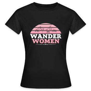 Wander Woman Berge Bergsteigen Wandern Spruch - Frauen T-Shirt - Schwarz - Vorne - AI Model Female 172 dark (172cm)