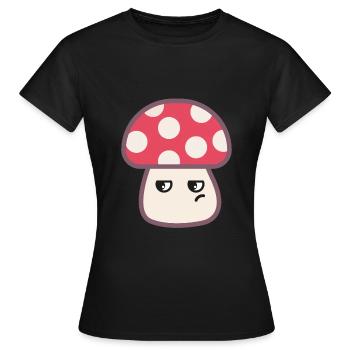 Fliegenpilz Genervt Kawaii - Frauen T-Shirt - Schwarz - Vorne - AI Model Female 172 dark (172cm)