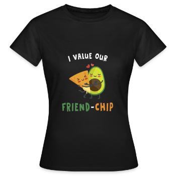 I Value Our Friend Chip Cute Funny Puns - Women's T-Shirt - black - Front - AI Model Female 172 dark (172cm)