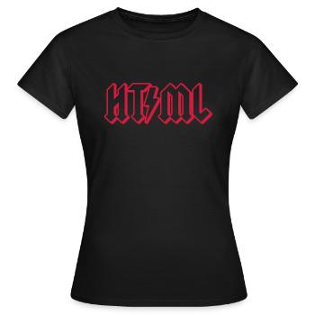 HTML - Frauen T-Shirt - Schwarz - Vorne - AI Model Female 172 dark (172cm)
