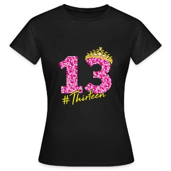 13e anniversaire de la couronne de l'adolescent - T-shirt Femme - noir - Devant - AI Model Female 172 dark (172cm)