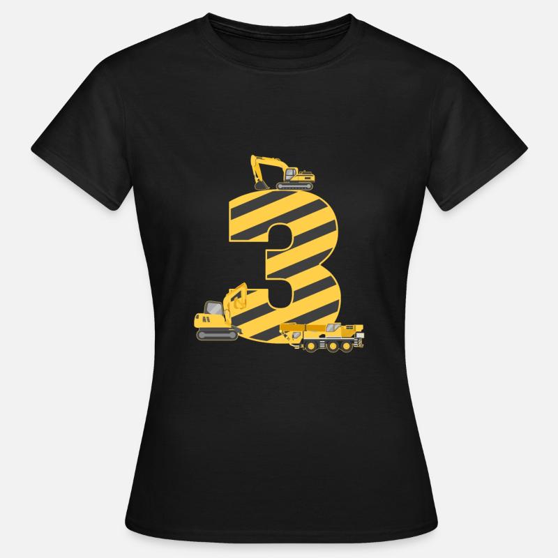 3. Geburtstag Bagger Baustelle Gelb Geschenk - Frauen T-Shirt - Schwarz