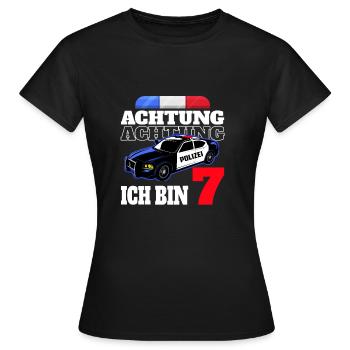 7. Geburtstag Polizei Polizist Junge Sohn Geschenk - Frauen T-Shirt - Schwarz - Vorne - AI Model Female 172 dark (172cm)