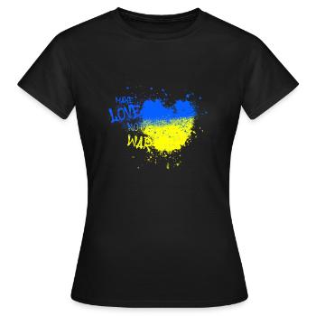 faire l’amour pas la guerre, le cœur de l’Ukraine, la guerre, le drapeau - T-shirt Femme - noir - Devant - AI Model Female 172 dark (172cm)