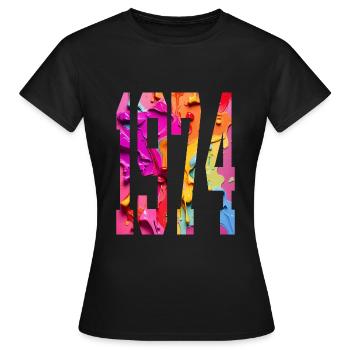 BUNT 52. GEBURTSTAG 1974 - Frauen T-Shirt - Schwarz - Vorne - AI Model Female 172 dark (172cm)
