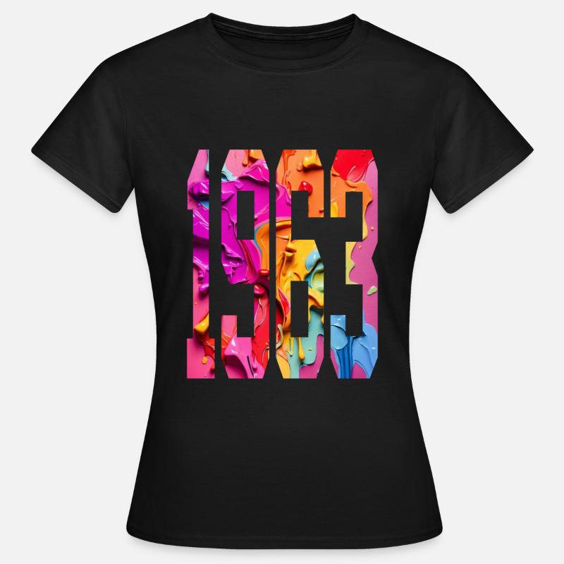 BUNT 63-ÅRS FØDSELSDAG 1963 - Dame-T-shirt - sort