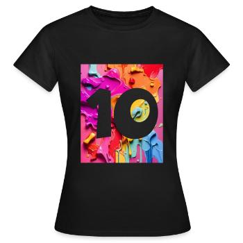 NR. 10 NUMMER 10 BUNT 10. GEBURTSTAG - Frauen T-Shirt - Schwarz - Vorne - AI Model Female 172 dark (172cm)