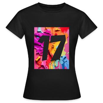 NR. 17 NUMMER 17 BUNT 17. GEBURTSTAG - Frauen T-Shirt - Schwarz - Vorne - AI Model Female 172 dark (172cm)