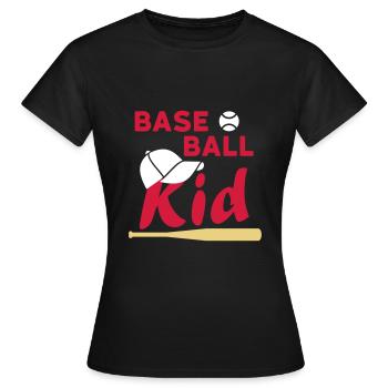 Baseball kid (Spielball, Kappe, Baseballschläger) - Frauen T-Shirt - Schwarz - Vorne - AI Model Female 172 dark (172cm)