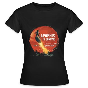 Apophis 13.04.2029 / Interstellares Objekt 99942 - Frauen T-Shirt - Schwarz - Vorne - AI Model Female 172 dark (172cm)