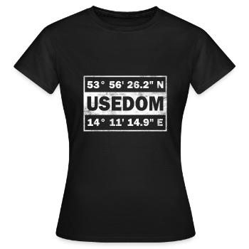 Usedom coordinates Baltic Sea Usedom Island - Women's T-Shirt - black - Front - AI Model Female 172 dark (172cm)