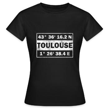 Toulouse Koordinaten Stadt Toulouse - Frauen T-Shirt - Schwarz - Vorne - AI Model Female 172 dark (172cm)