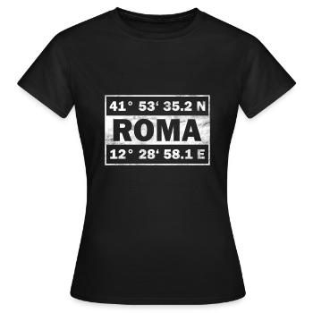 Roma Koordinaten Italien Stadt Rom - Frauen T-Shirt - Schwarz - Vorne - AI Model Female 172 dark (172cm)