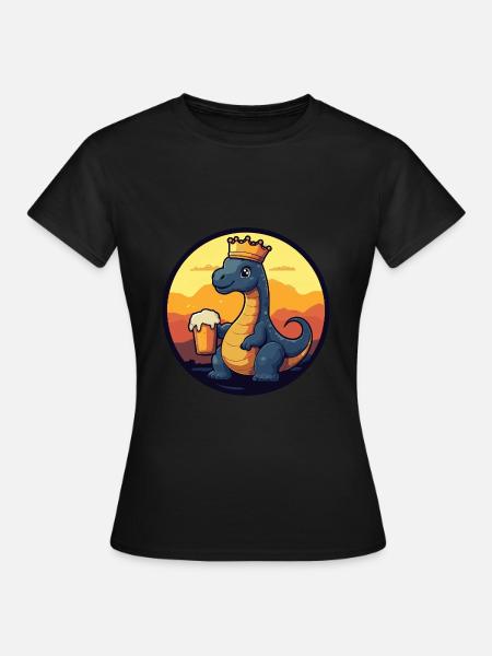 Dinosaurier brontosaurus Bier - Frauen T-Shirt - Schwarz