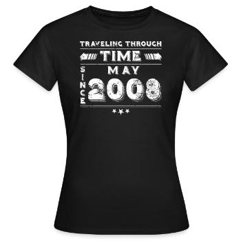 Vintage voyage dans le temps anniversaire Design mai 2008 - T-shirt Femme - noir - Devant - AI Model Female 172 dark (172cm)