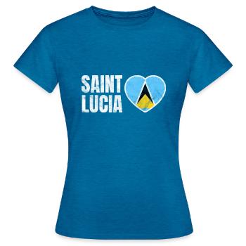 Saint Lucia - Women's T-Shirt - antique blue sapphire heather - Front - AI Model Female 172 dark (172cm)