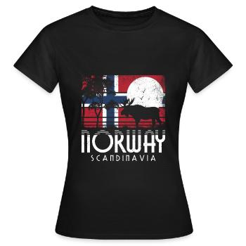 RETRO NORWEGEN SKANDINAVIEN NOREG NORGE NORWEGISCH - Frauen T-Shirt - Schwarz - Vorne - AI Model Female 172 dark (172cm)