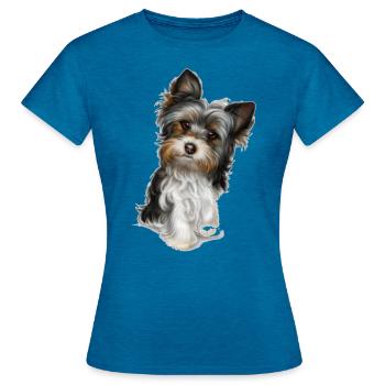 Süßer Hund - Frauen T-Shirt - Antikblaues Saphir meliert - Vorne - AI Model Female 172 dark (172cm)