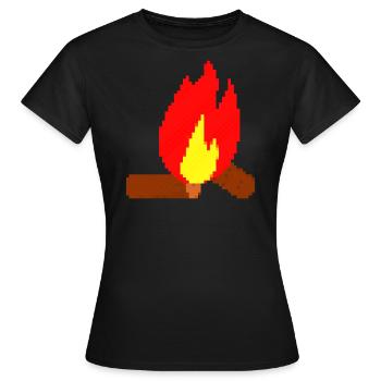 Pixel Feuer pixel fire - Frauen T-Shirt - Schwarz - Vorne - AI Model Female 172 dark (172cm)