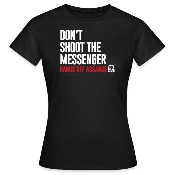 Hände weg Assange - Schieße nicht auf den Messenger - Frauen T-Shirt - Schwarz - Vorne - AI Model Female 172 dark (172cm)