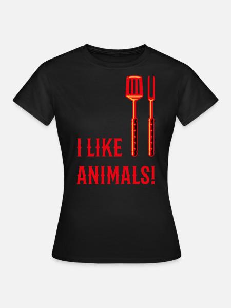 I Like Animals! (Grillbesteck / 3C) - Frauen T-Shirt - Schwarz