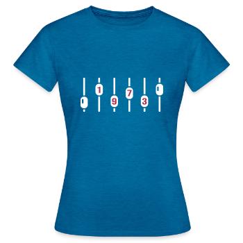 1973 Anniversaire DJ Anniversaire Ingénieur du son - T-shirt Femme - bleu saphir antique chiné - Devant - AI Model Female 172 dark (172cm)