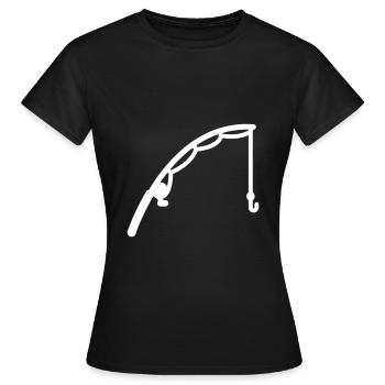 Fishing rod fishing icon - Women's T-Shirt - black - Front - AI Model Female 172 dark (172cm)