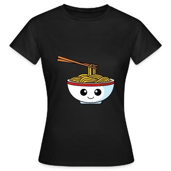 Nudeln Comic - Frauen T-Shirt - Schwarz - Vorne - AI Model Female 172 dark (172cm)