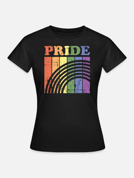 Vintage Gay Lesbienne Arc-en-ciel LGBT - T-shirt Femme - noir