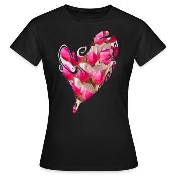 Heart of flowers - Women's T-Shirt - black - Front - AI Model Female 172 dark (172cm)