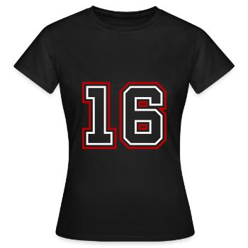 16 Numéro de numéro - T-shirt Femme - noir - Devant - AI Model Female 172 dark (172cm)