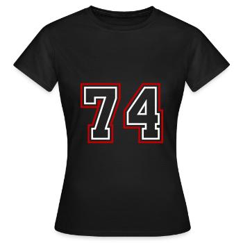 74 Numéro de numéro - T-shirt Femme - noir - Devant - AI Model Female 172 dark (172cm)
