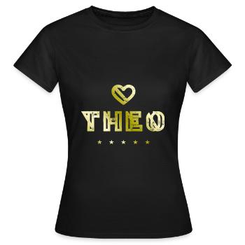 Theo Herz - Frauen T-Shirt - Schwarz - Vorne - AI Model Female 172 dark (172cm)