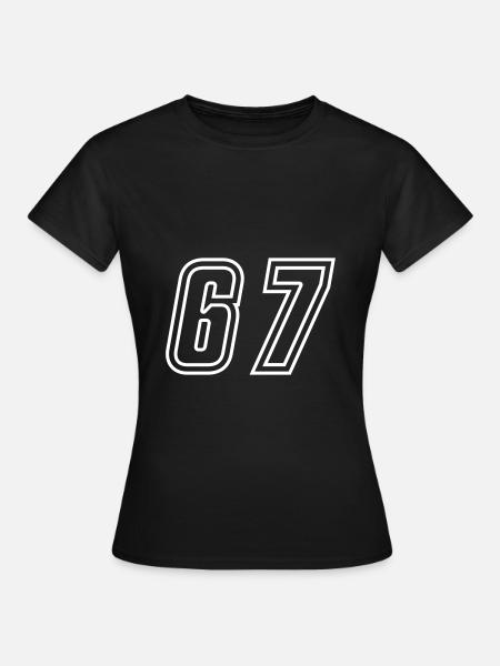 67 Zahl nummer - T-shirt dam - svart