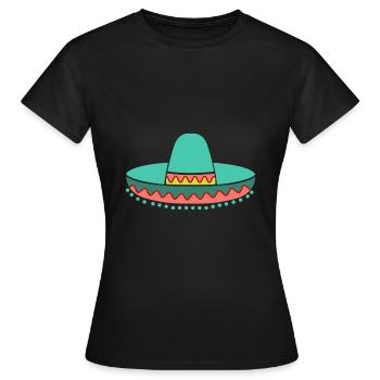 Strohhut Sombrero - Frauen T-Shirt - Schwarz - Vorne - AI Model Female 172 dark (172cm)