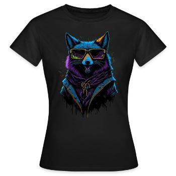 Cyberpunk Fox - Frauen T-Shirt - Schwarz - Vorne - AI Model Female 172 dark (172cm)